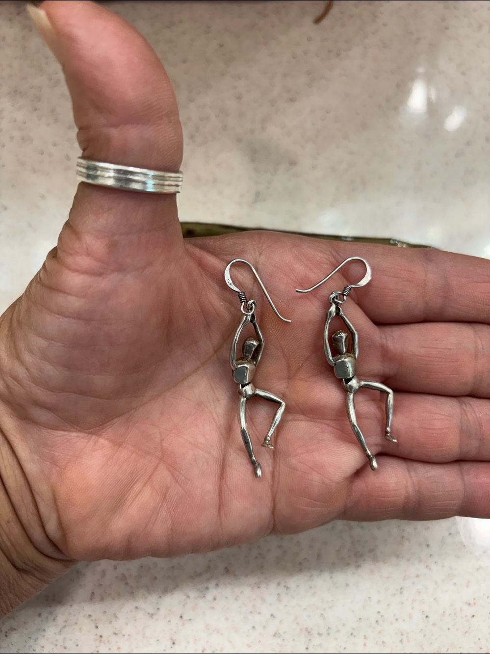 Sterling Silver Moving Man earrings - Picture 3 of 5